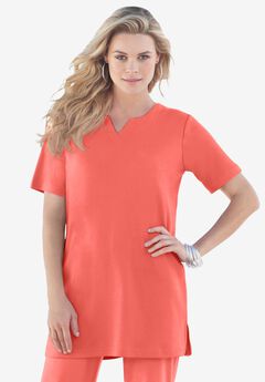 Plus Size Soft Knit Tunic with Notch Neckline