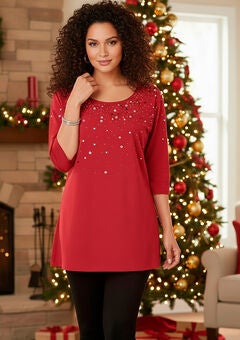 Three Quarter Sleeve Embellished Tunic