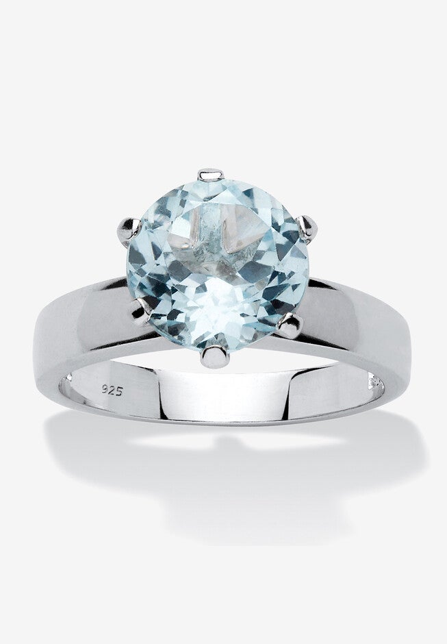 3.80 Tcw Round Genuine Blue Topaz Solitaire Ring .925 Sterling Silver, BLUE, hi-res image number 0