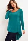 Long-Sleeve High-Low Tunic, TROPICAL TEAL, hi-res image number null