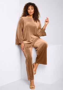 Lace-Trim Velour Tunic