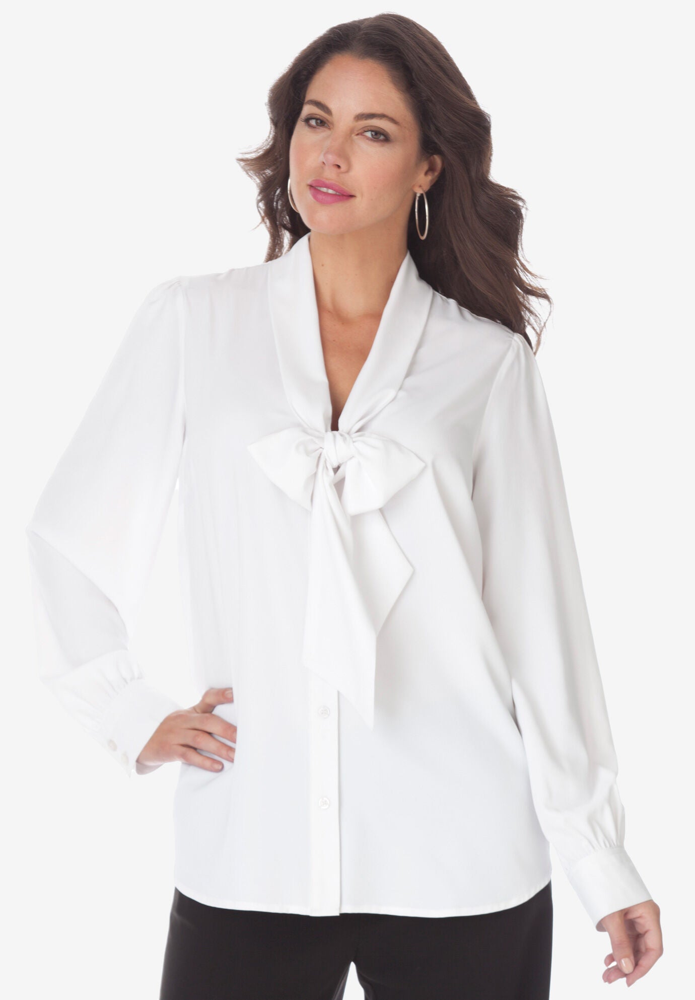 Simone Long Sleeve Bow Top - White main image 0