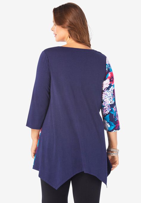 Printed Handkerchief-Hem Tunic, , on-hover image number null