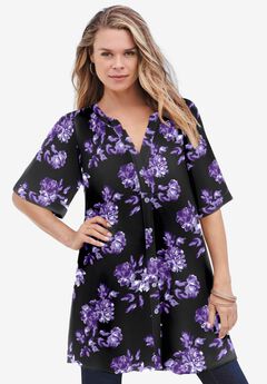 Plus Size Angelina Tunic Top – Short Sleeve, Flowy Fit, Everyday Comfort
