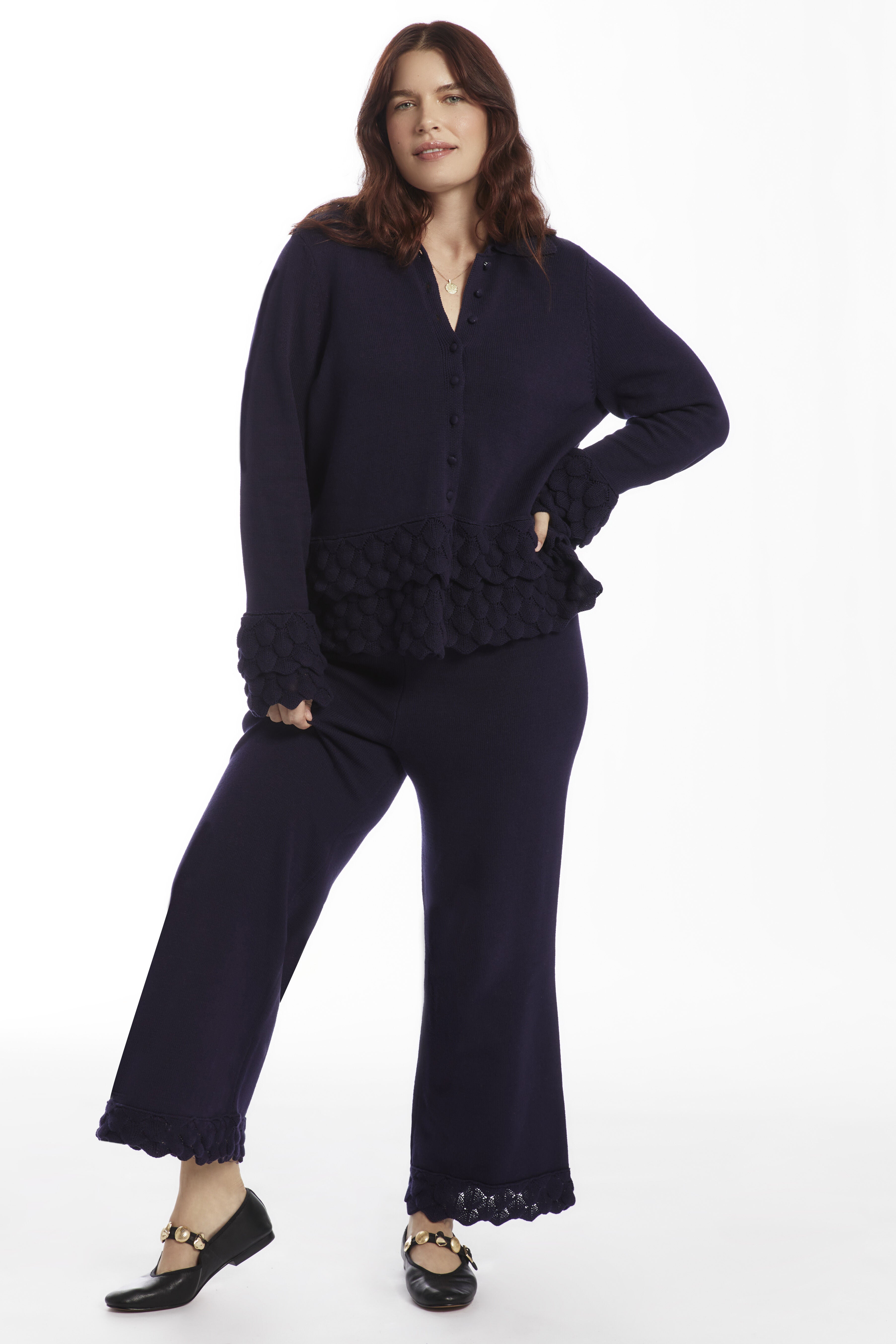 Ruffled Peplum Cardigan Sweater