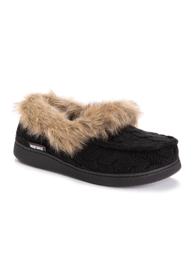 Kerry Moccasin Slipper by Muk Luks®, BLACK, hi-res image number null
