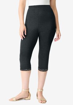 Lace-Trim Essential Stretch Capri Legging