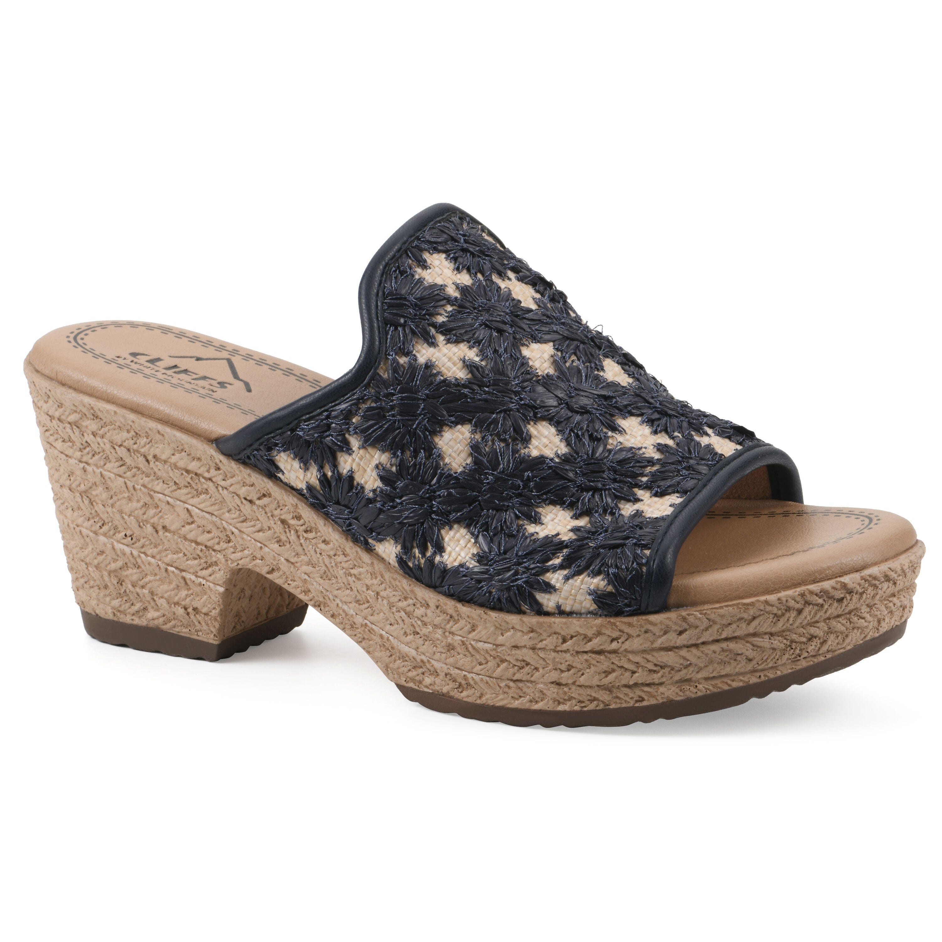 Bizzie Wedge Sandal, DARK BLUE FABRIC, hi-res image number 0