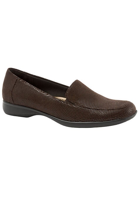 Jenn Mini Dots Leather Loafer by Trotters®, DARK BROWN SUEDE, hi-res image number null