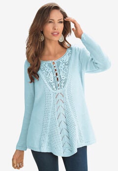 Lace Yoke Pullover Sweater
