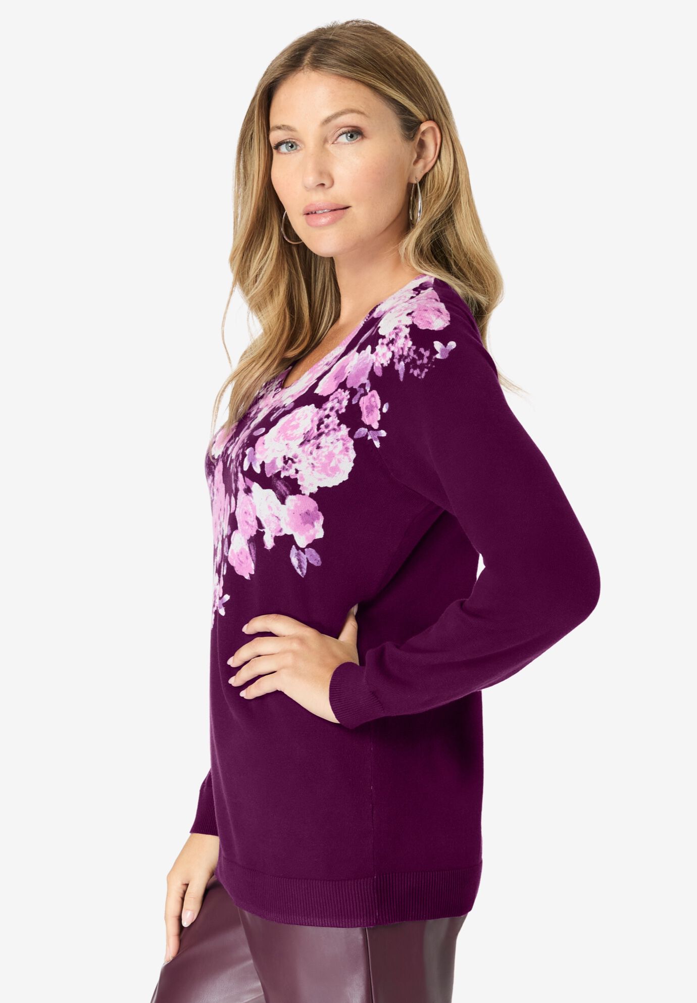 Printed Crewneck Sweater, , alternate image number 2