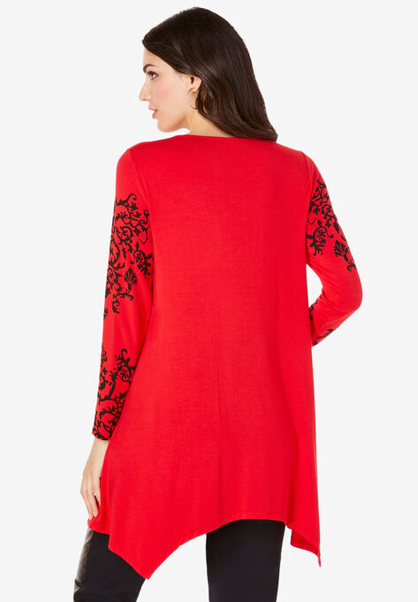 Printed Handkerchief-Hem Ultra Femme Tunic, , on-hover image number null