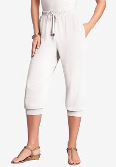 Drawstring Soft Knit Capri Pant