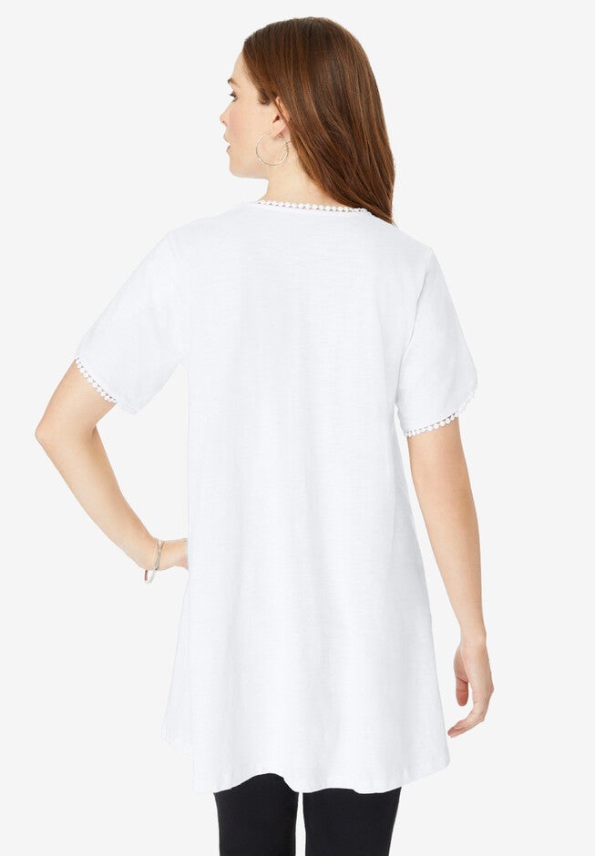 Picot-Trimmed Slub Tunic, , on-hover image number null