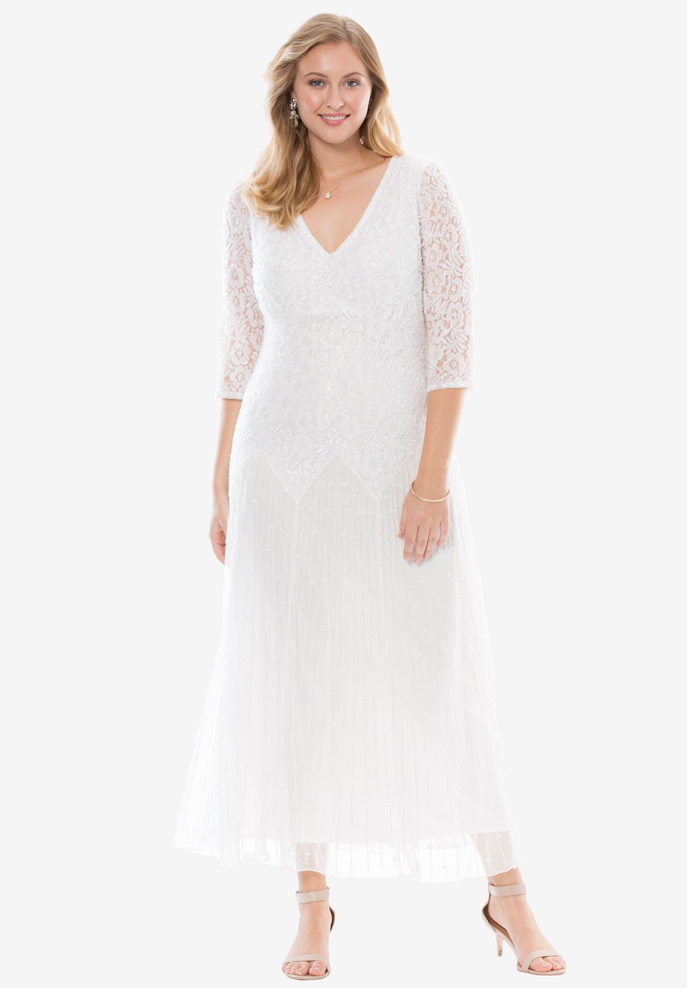 pisarro nights beaded lace gown