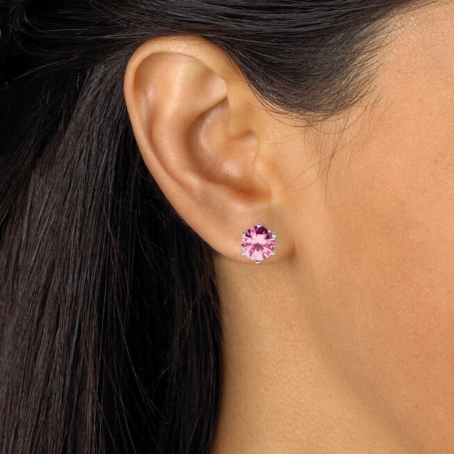 Birthstone .925 Sterling Silver Stud Earrings, JANUARY, alternate image number 3