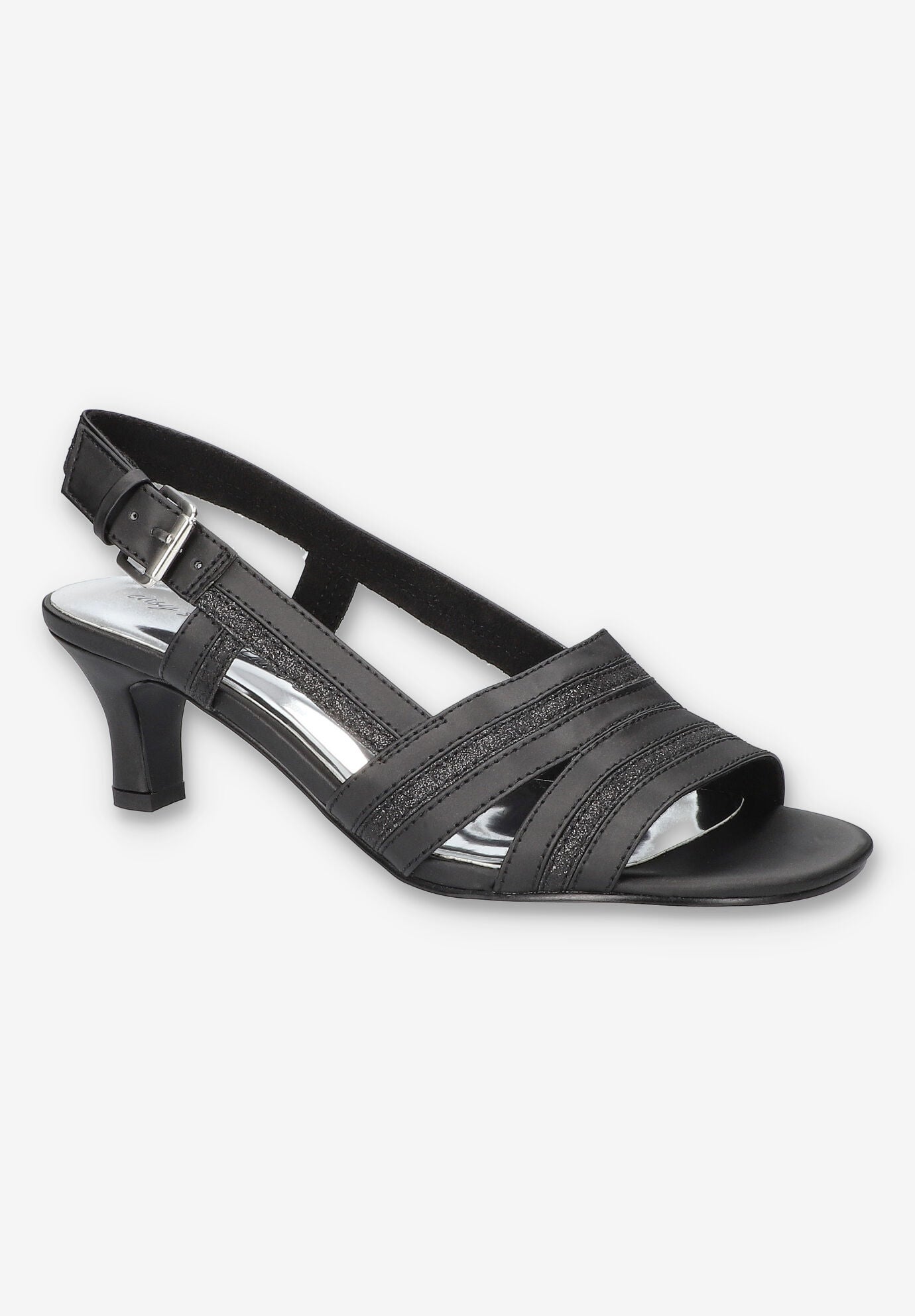 Meghan Slingback Heeled Sandal, BLACK SATIN, hi-res image number 0