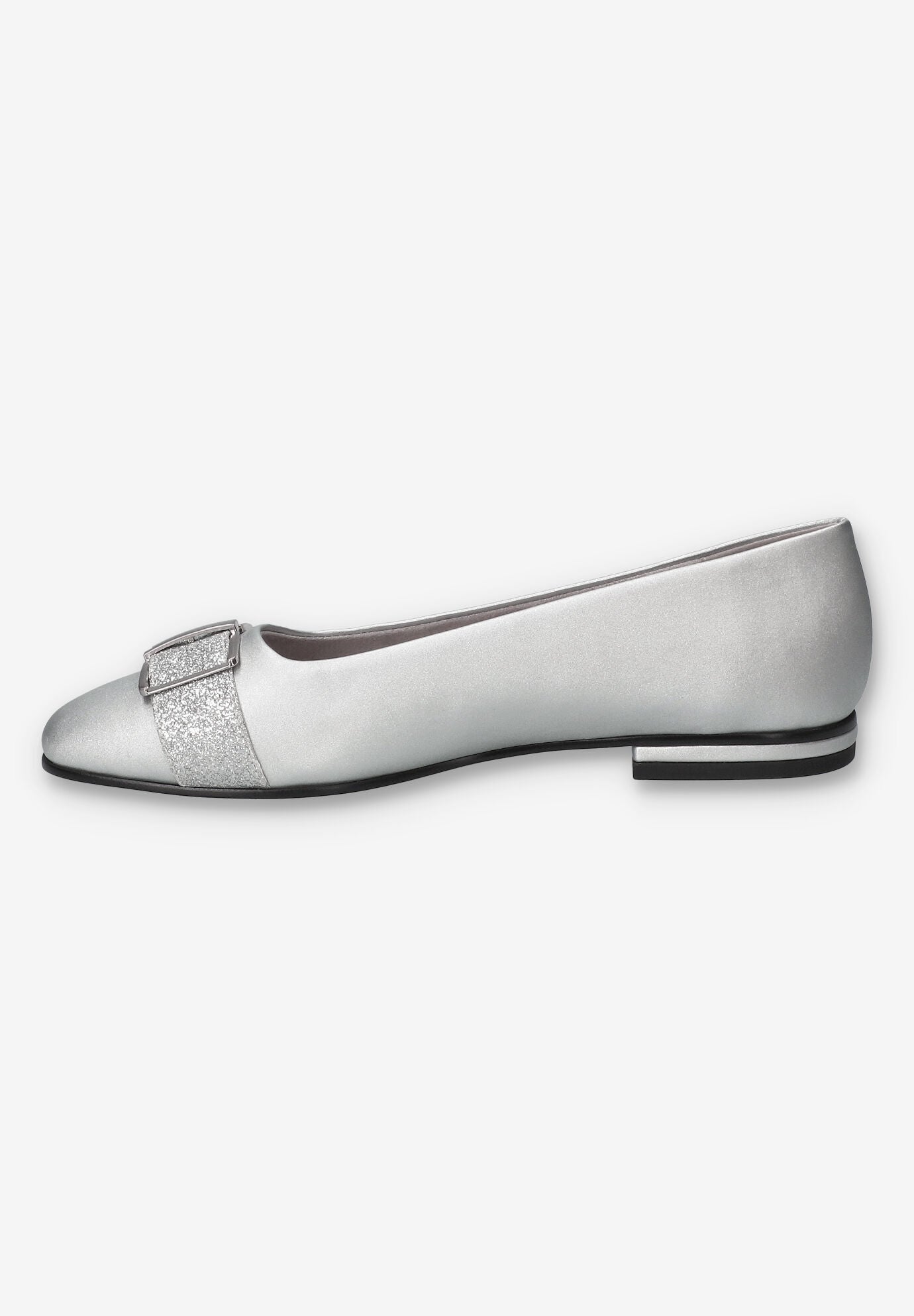 Keely Square Toe Flat, SILVER SATIN, alternate image number 4