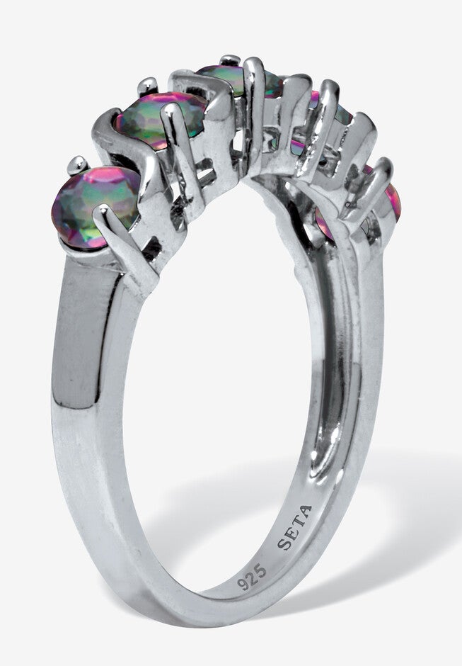 1.50 Tcw Round Cut Genuine Mystic Fire Topaz Sterling Silver Ring, , on-hover image number null