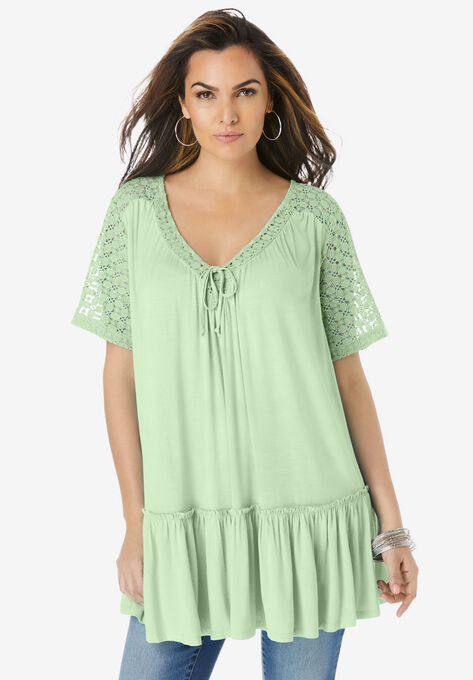 Eyelet Swing Tunic, GREEN MINT, hi-res image number null