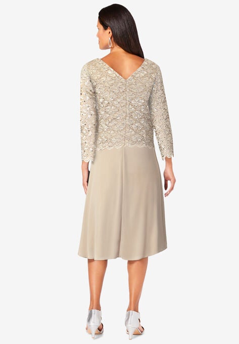 Embellished Lace & Chiffon Dress, , on-hover image number null
