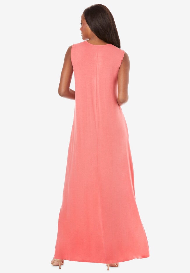 Embellished Neckline Maxi Dress, , on-hover image number null