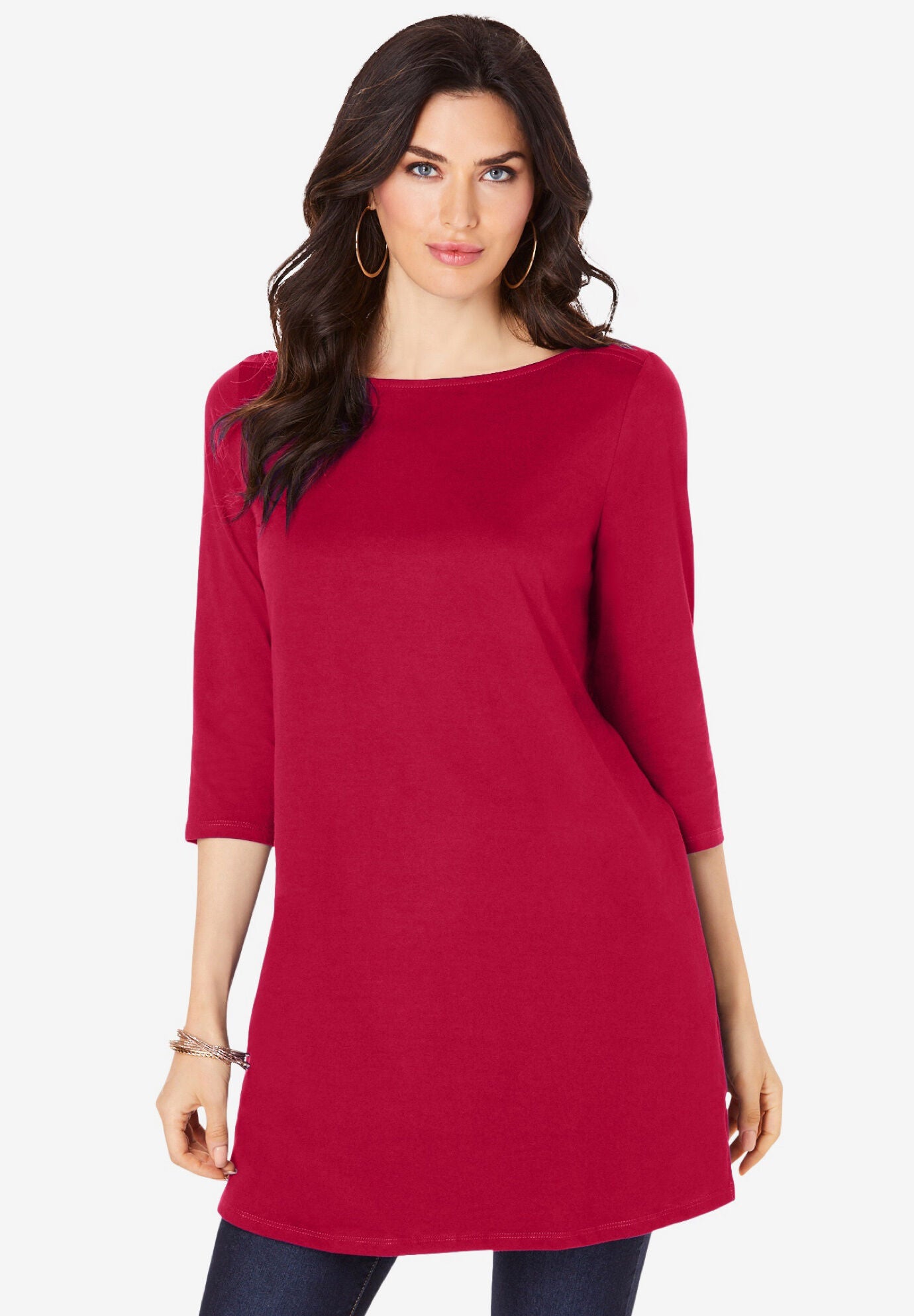 Plus size three quarter sleeve tunics Clearance