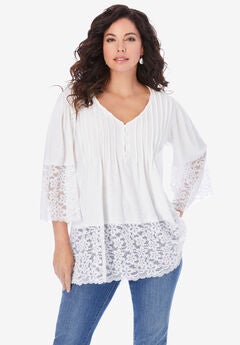Lace-Hem Pintuck Tunic