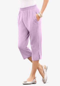 Plus Size Soft Knit Pull-On Capri Pant