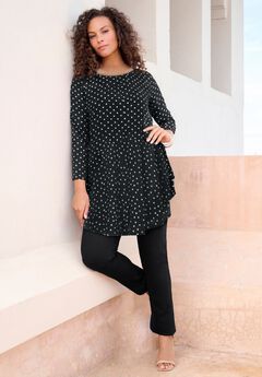 Plus Size Boatneck Swing Ultra Drape Tunic Top