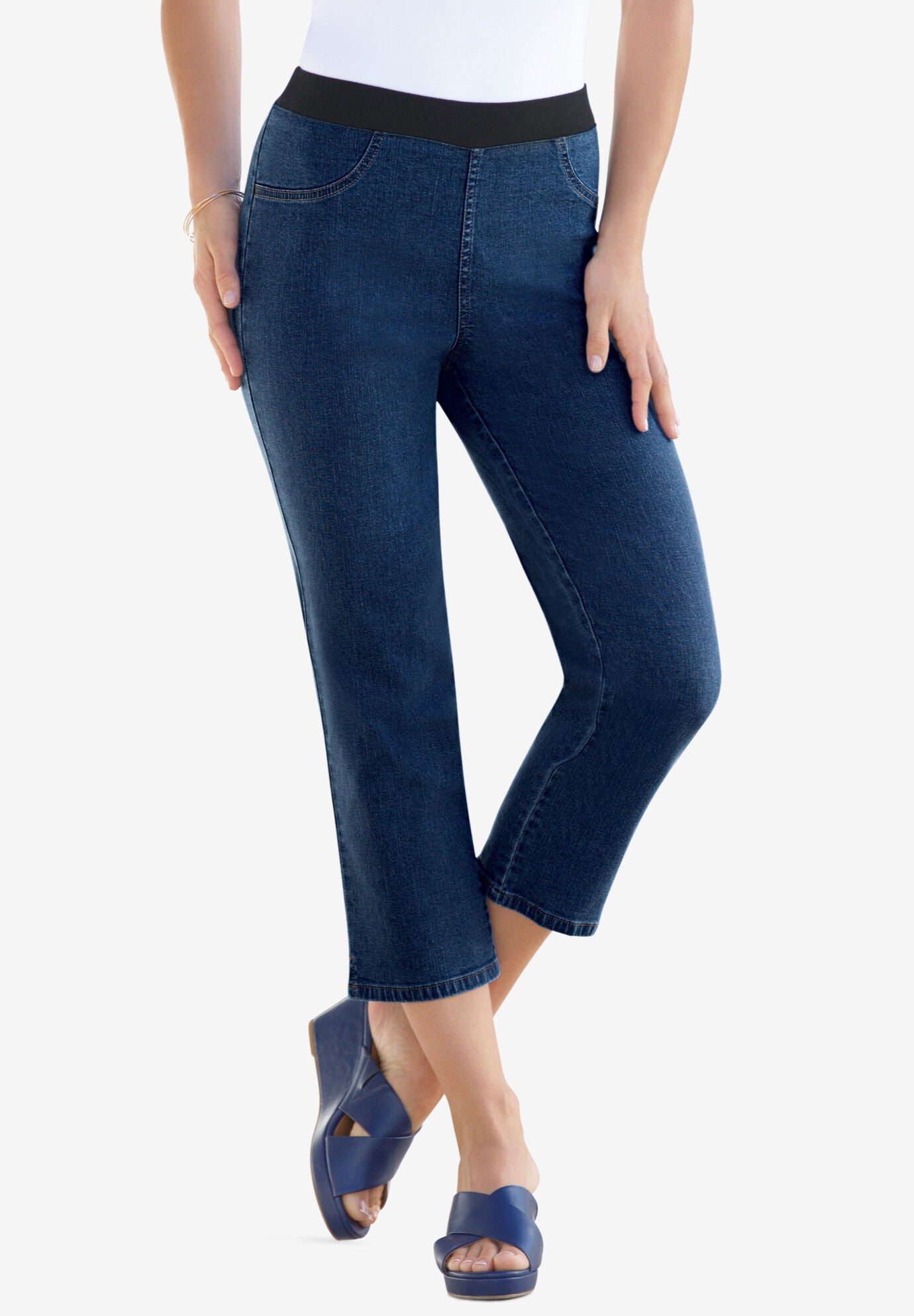 Invisible Stretch® All Day Bootcut Capri, INDIGO WASH, hi-res image number 0