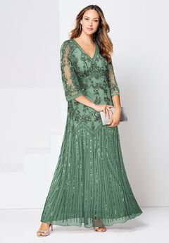 Beaded V Neck Gown