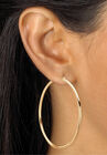 4-Pair Set Gold-Plated Sterling Silver Polished Hoop Earrings Jewelry, , alternate image number null
