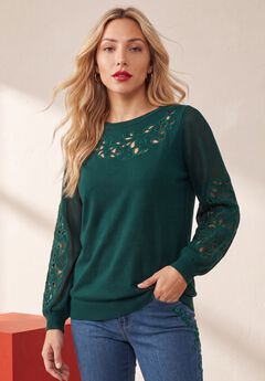 Plus Size Pullover Sweater with Cutout Detail