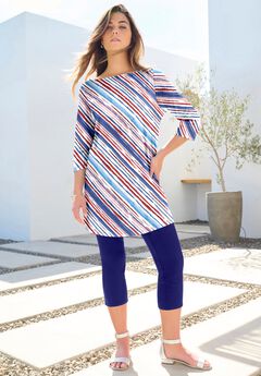 Plus Size Cotton Ultimate Boatneck Tunic with Side Slits