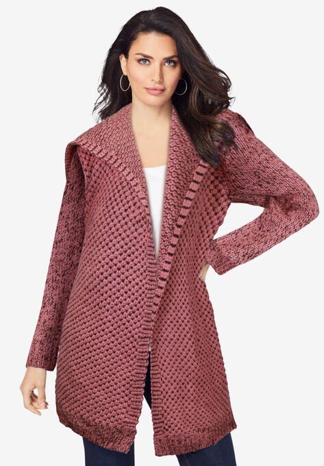 Chunky Tweed Cardigan, DESERT ROSE CHOCOLATE, hi-res image number null