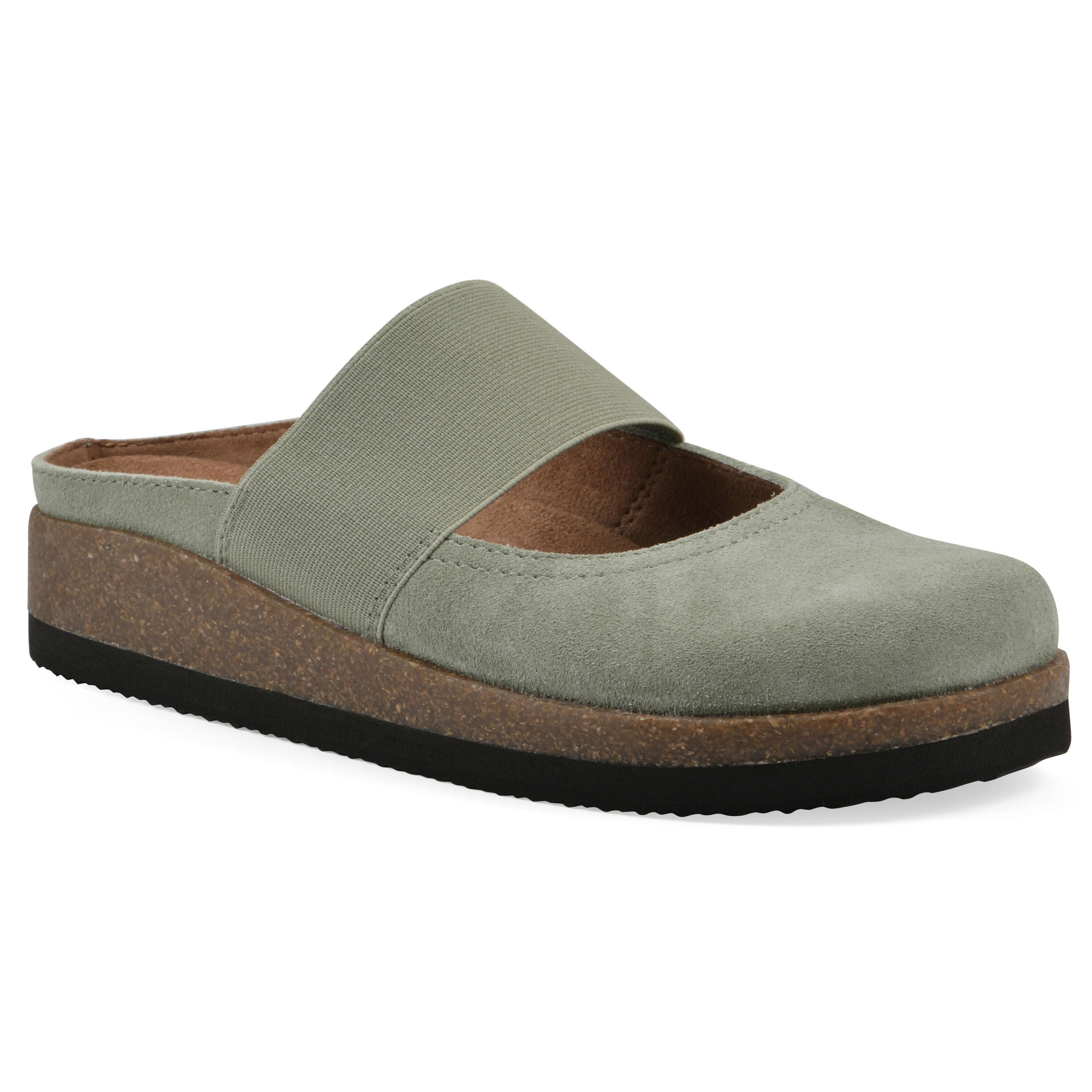 Bassi Mary Jane Footbeds Clog, SAGE GREEN SUEDE, hi-res image number 0