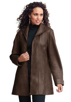 Plus Size A-Line Leather Jacket