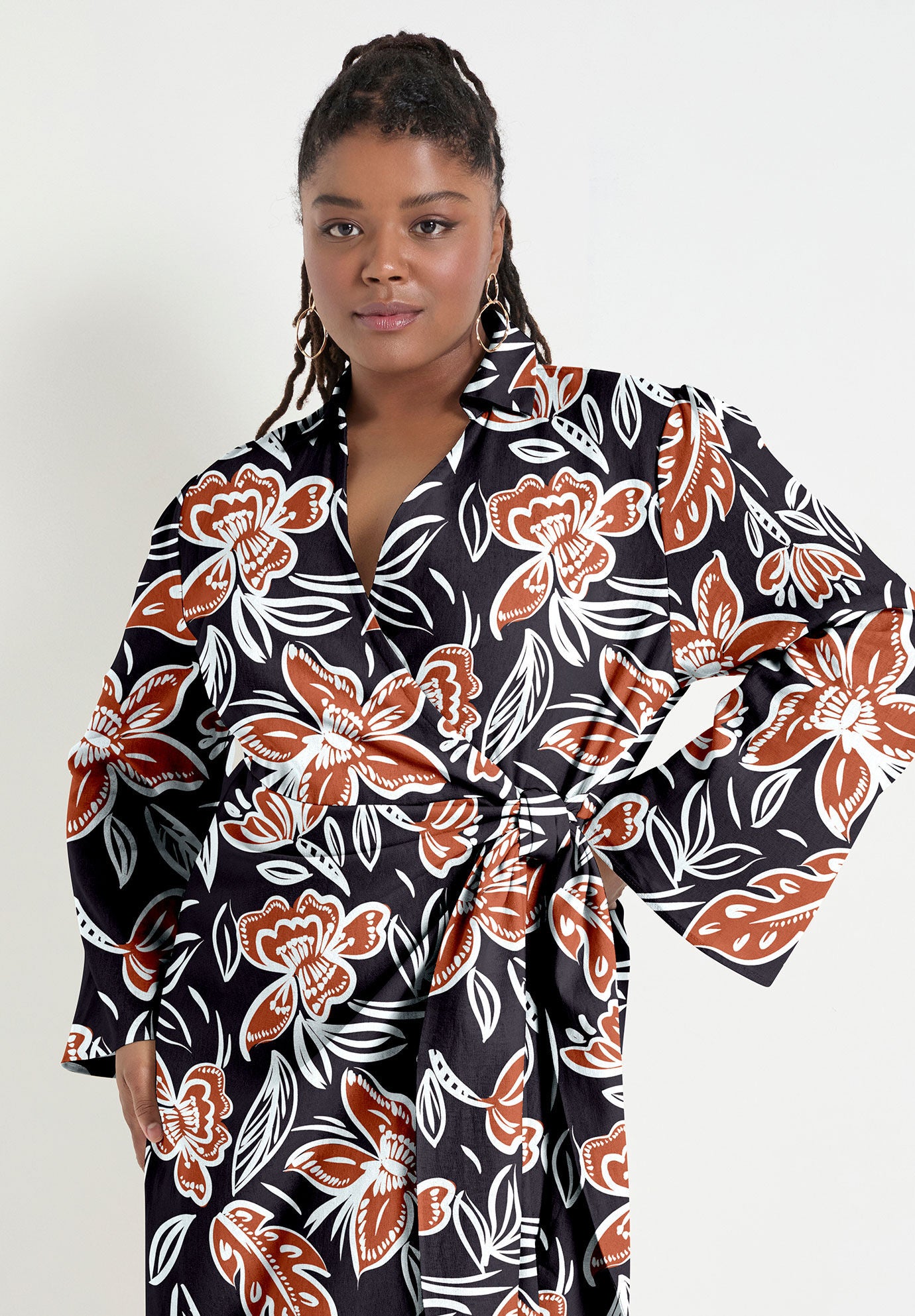Midi Wrap Dress, BATIK FLORAL, alternate image number 3