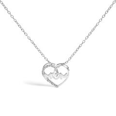 Silver Diamond Accent MOM Heart Pendant Necklace