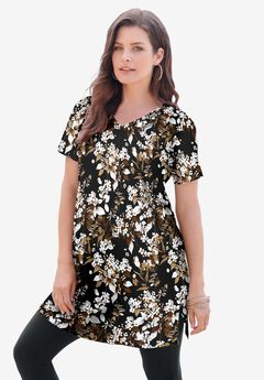 Plus Size Ultimate Cotton V-Neck Short Sleeve Tunic