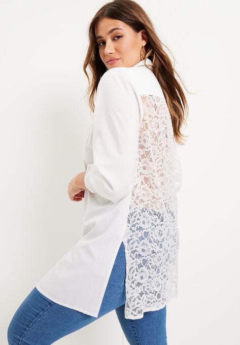 Lace Back Poplin La Vie Tunic, , alternate image number null