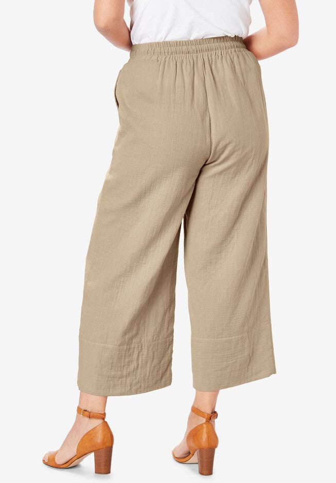 Gauze Wide-Leg Crop Pant, , on-hover image number null