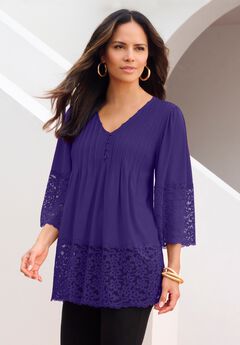 Lace-Hem Pintuck Tunic