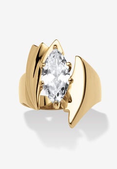 2.48 Tcw Marquise-Cut Cubic Zirconia Angled Ring Gold Ion Plated