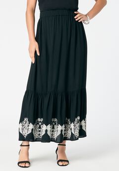 Lace-Trim Pull-On Skirt