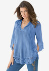 Lily Crochet Trim Sweater, FRENCH BLUE, hi-res image number null