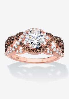 Rose Gold-Plated Silver Ring Cubic Zirconia