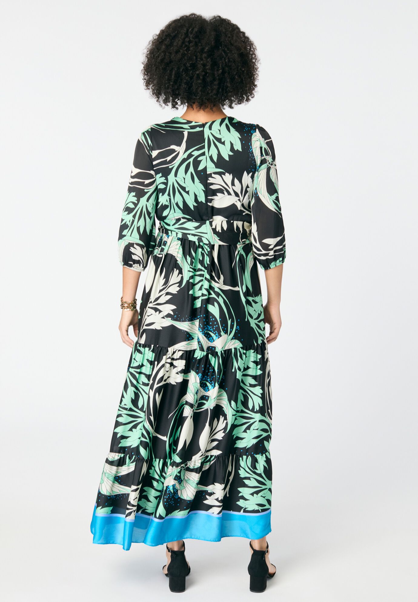 Blouson Sleeve Faux Wrap Maxi Dress, FERN MULTI, alternate image number 2
