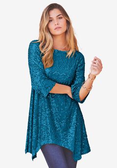 Handkerchief Hem Sequin Tunic